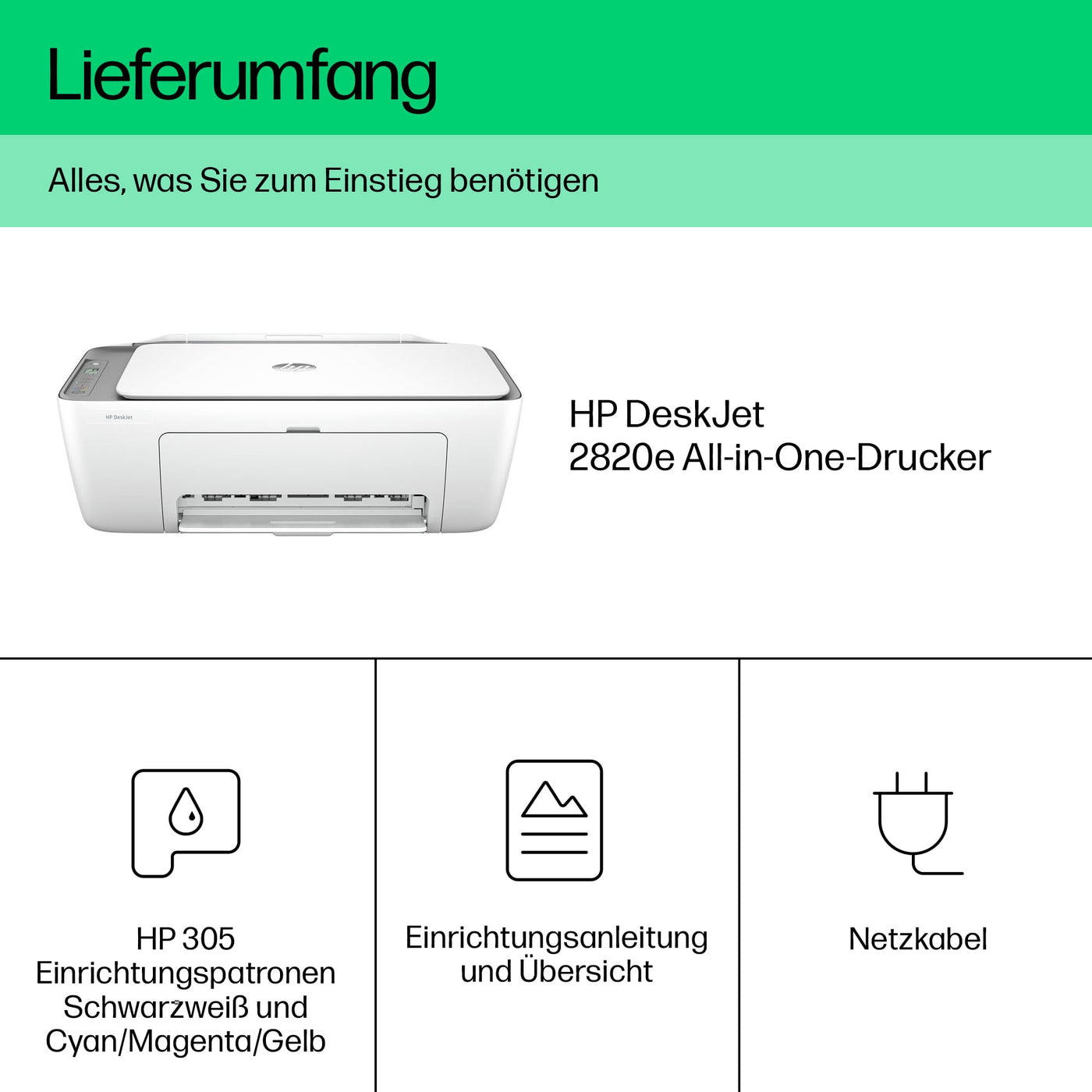 HP DeskJet 2820e Multifunktionsdrucker, 10€ Cashback, 3 Monate gratis drucken mit HP Instant Ink inklusive, Drucker, Scanner, Kopierer, WLAN