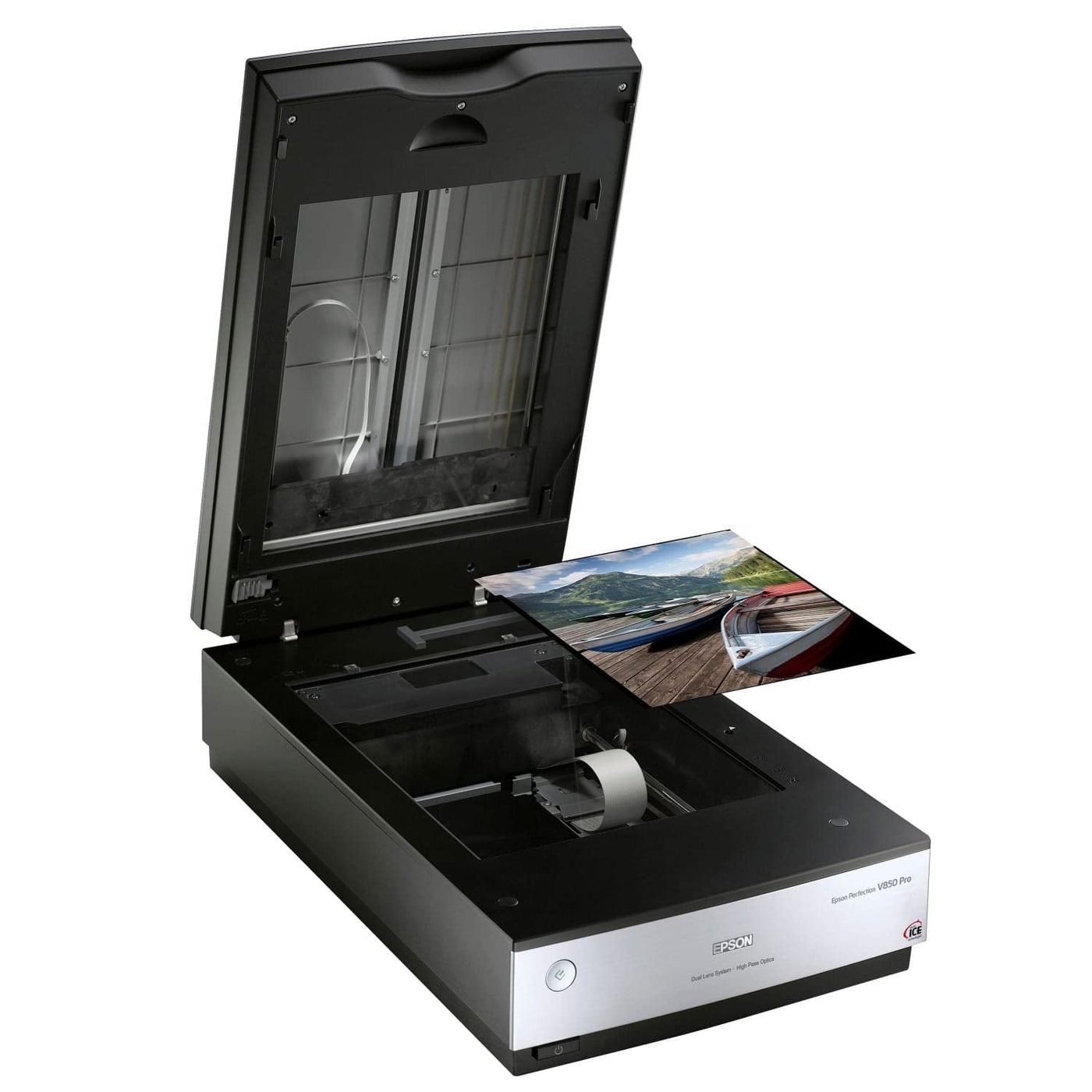 Epson Perfection V850, professioneller Fotoscanner, Scanner zum Digitalisieren von Fotos, Vorlagen, Dias und Negativen, Flachbettscanner mit hoher Auflösung, schwarz/silber