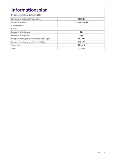 Gorenje 738009 OptiBake Advanced BSA 6747 A04BG Einbau-Backofen / 77L / Heißluft/AutoBake/Touch Bedienung/Bratenthermometer/GentleClose & Open/SteamAssist/StepBake/PizzaMode 300°C/schwarz