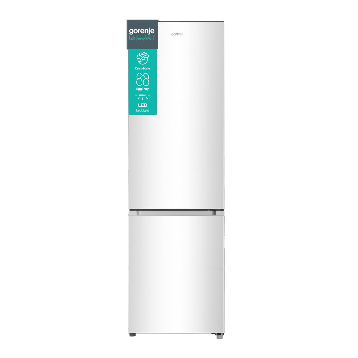 Gorenje RK 4182 PW4 Kühl-Gefrierkombination, 269 Liter Gesamtkapazität, 198 Liter Kühlteil, 71 Liter Gefrierteil, LED-Beleuchtung, Gemüsefach, Türanschlag wechselbar, weiß