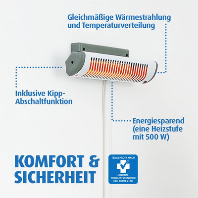 Reer Wickeltischstrahler EasyHeat Flex, Heizstrahler mit Standfuß, Wärmelampe fürs Baby, kompaktes Design, 1 Stück (1er Pack), 230V/500W, weiß