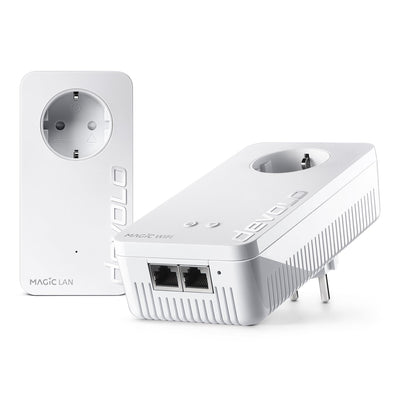 devolo Magic 1 WiFi Starter Kit, WLAN Powerline Adapter, bis zu 1.200 Mbit/s, Mesh WLAN Steckdose, 2x LAN Anschluss, dLAN 2.0, weiß