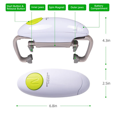 YUET Elektrischer Dosenöffner, Küchenhelfer, robust, automatischer Dosenöffner für neue versiegelte Gläser, freihändiger Dosenöffner mit weniger Aufwand beim Öffnen - Weiß