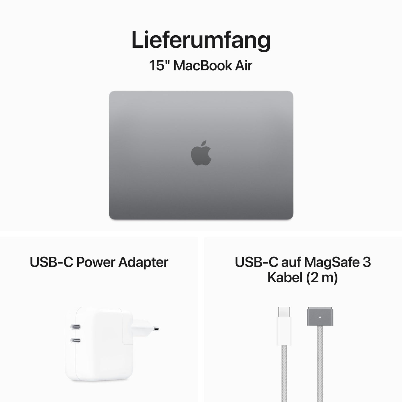 Apple 2024 15" MacBook Air Laptop mit M3 Chip: 15,3" Liquid Retina Display, 16 GB gemeinsamer Arbeitsspeicher, 512 GB SSD Speicher, beleuchtete Tastatur, 1080p FaceTime HD Kamera, Touch ID, Space Grau