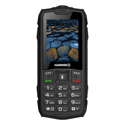 Hammer H Basalt Outdoor Handy ohne Vertrag, 2.4 Zoll Farbdisplay, Robust, Mega Batterie 1800 mAh, Wasserdicht (IP68), Stoßfest, Baustellen Tasten, Taschenlampe, Dual SIM, Tastenhandy - Schwartz