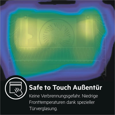 AEG Einbaubackofen – Serie 5 Ringheißluft: Gleichmäßige Garergebnisse auf 3 Ebenen – Pyrolyse Selbstreinigung – 25 Automatikprogramme – LED-Touchdisplay – Schnellaufheizung – Schwarz – BPE53516AB