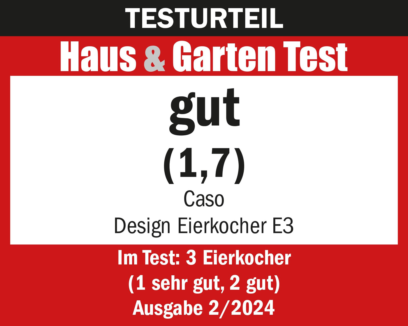 CASO E3 Eierkocher, stufenloser Drehregler für den gewünschten Härtegrad von weich bis hart, Zeit-, energie- und wassersparend im Vergleich zu Eiern aus dem Kochtopf, hochwertige Edelstahlblende