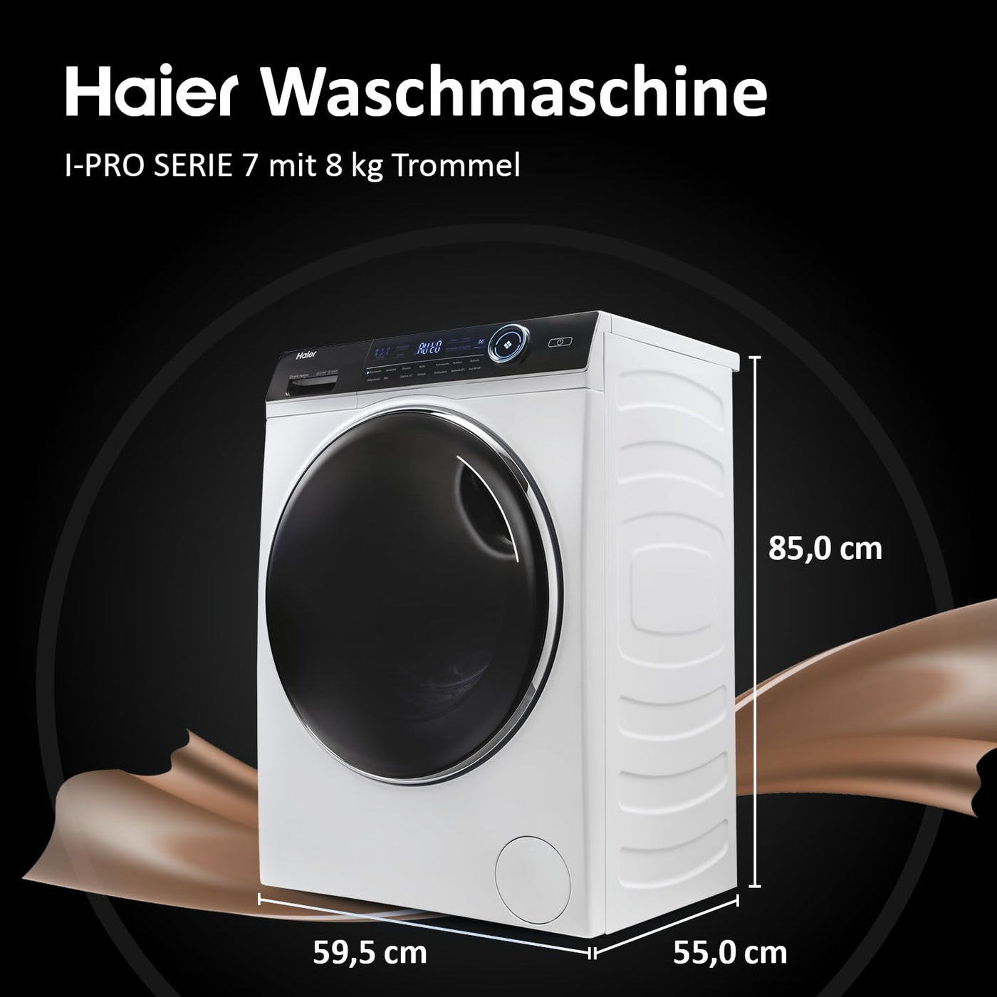 Haier I-PRO SERIE 7 HW80-B14979 I Frontlader Waschmaschine 8kg I Washing Machine mit A-Effizienz, 1.400 U/Min. & leisem Direktantrieb I Inkl. Dampffunktion, Selbstreinigungssystem & Refresh-Programm