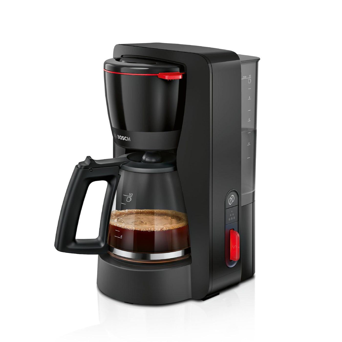 Bosch Filterkaffeemaschine MyMoment TKA6M273, Thermokanne 1 L, für 8-12 Tassen, Tropfstopp, schwenkbarer Filterträger, Entkalkungsprogramm, abnehmbarer Wassertank, 1200 Watt, Schwarz matt