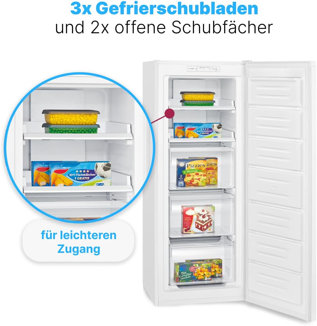 Bomann® Gefrierschrank Nofrost freistehender Tiefkühlschrank 161 L | Total No Frost - nie wieder abtauen - Schnellgefrierfunktion u. MultiAirflow-System | Türanschlag wechselbar | GS 7343 weiß