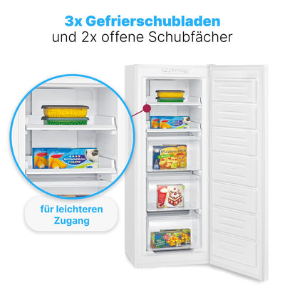 Bomann® Gefrierschrank Nofrost freistehender Tiefkühlschrank 161 L | Total No Frost - nie wieder abtauen - Schnellgefrierfunktion u. MultiAirflow-System | Türanschlag wechselbar | GS 7343 weiß