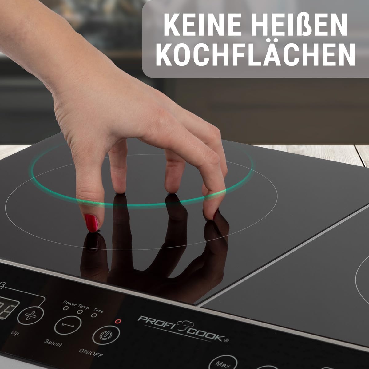 ProfiCook® Induktionskochfeld mit Glaskeramikoberfläche | Induktionskochfeld 2 Platten | Kochplatte mit 180 Min.-Timer & 16 Stufen | Induction Plate mit aut. Abschaltung | 3500 W | PC-DKI 1067