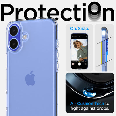 Spigen für iPhone 16 Hülle [Anti-Yellowing] Ultra Hybrid Case Handyhülle Schutzhülle Cover Transparent Durchsichtig Dünn Slim -Crystal Clear