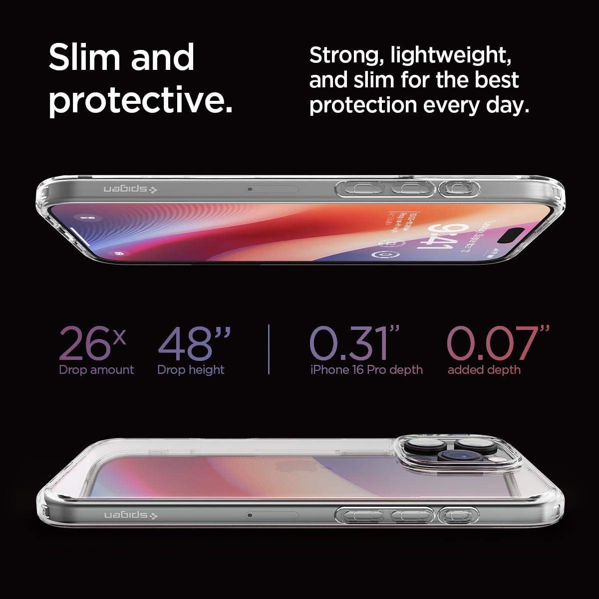 Spigen für iPhone 16 Pro Hülle [Anti-Yellowing] Ultra Hybrid Case Handyhülle Schutzhülle Cover Transparent Durchsichtig Dünn Slim -Crystal Clear