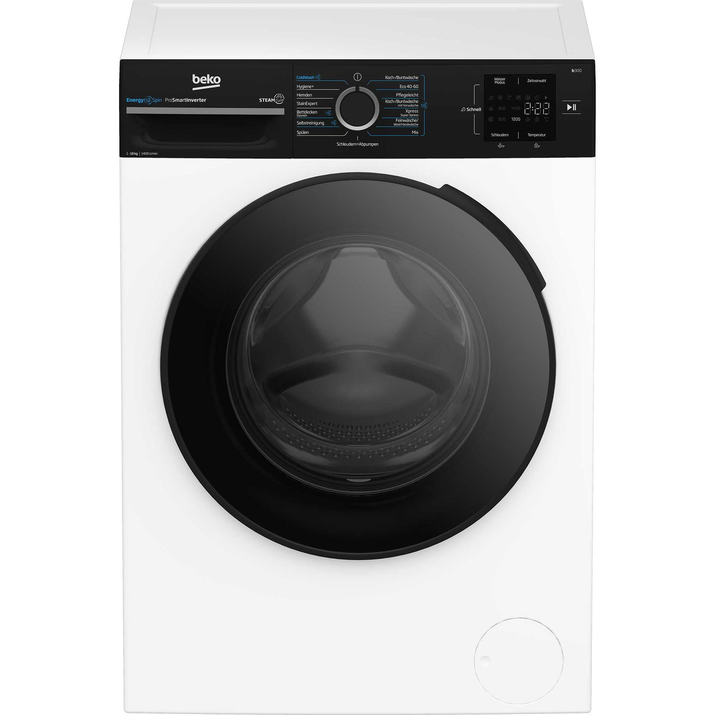 Beko BM3WFU31041R Waschvollautomat, Waschmaschine, 10 kg, EnergySpin, Schleuderwahl 1400 U/min, SteamCure Dampffunktion, allergikergeeignet, AquaWave Schontrommel, Weiß