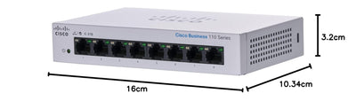 Cisco Business CBS110-8T-D Unmanaged Switch | 8﻿ GE-Ports | Desktop | Ext. Netzteil | Begrenzter Lebenszeitschutz (CBS110-8T-D)