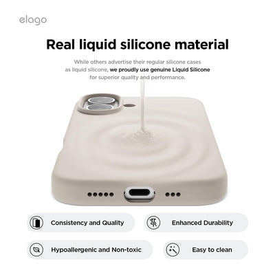 elago Premium Liquid Silikon Hülle Kompatibel mit iPhone 16 Hülle, Ganzkörper Handyhülle, Stoßfest, Schlanke Handyhülle, Kratzfester weicher Mikrofaser-Innenfutter, 6.1 Zoll (Taupe)