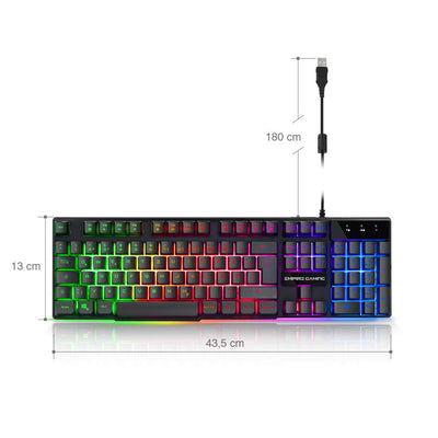 EMPIRE GAMING - PC Tastatur - K300 QWERTZ– 105 halbmechanische Tasten, Davon 19 Anti-Ghosting-Tasten, 12 Multimedia-Shortcuts, LED-RGB-Rückbeleuchtung