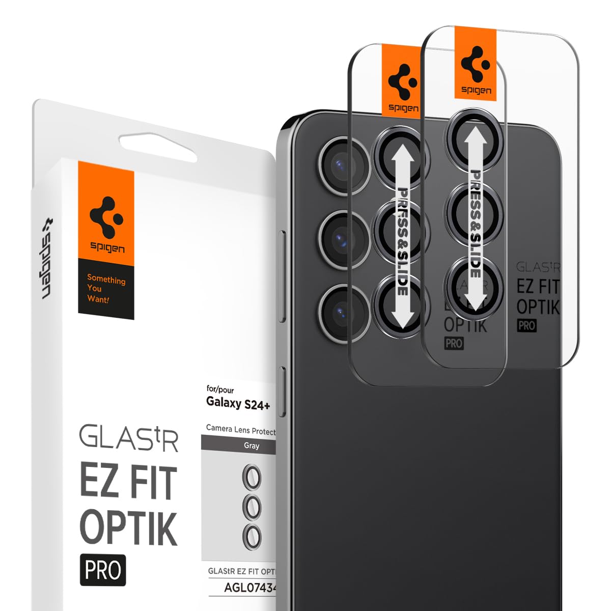 Spigen Glas.tR EZ Fit Optik Pro Kameraschutz kompatibel mit Samsung Galaxy S24 FE, S24 Plus, 2 Stück, Onyx Black, Individuelle Kameraprotektion, Anti-Kratzer, 9H Härte Folie