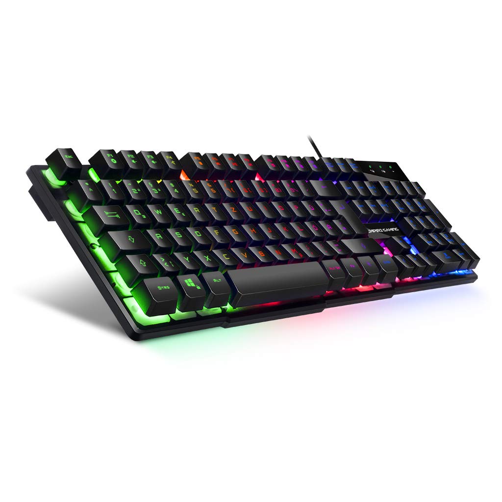 EMPIRE GAMING - PC Tastatur - K300 QWERTZ– 105 halbmechanische Tasten, Davon 19 Anti-Ghosting-Tasten, 12 Multimedia-Shortcuts, LED-RGB-Rückbeleuchtung