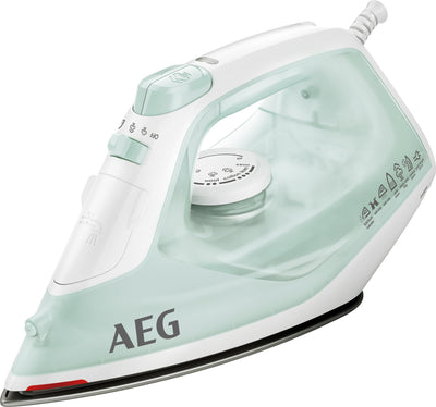 AEG DB 1740LG Bügeleisen / 2400 W / 110g Dampfstoß / 0-30g Dampf/Min. / Restwärmeanzeige / Keramik Bügelsohle / Gleitfähigkeit / 250 ml Wassertank / 2 m Kabel / Anti-Kalk System / hellgrün, weiß