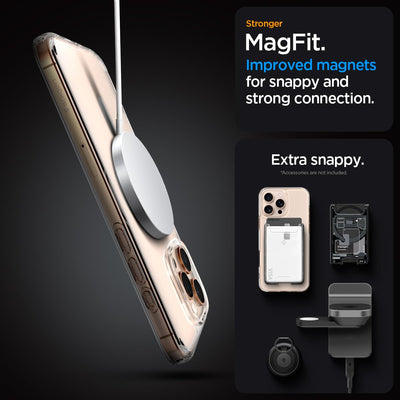 Spigen für iPhone 16 Pro Max Hülle [Anti-Yellowing] Ultra Hybrid MagFit Case Handyhülle Transparent Dünn Slim Kompatibel mit MagSafe -Gold