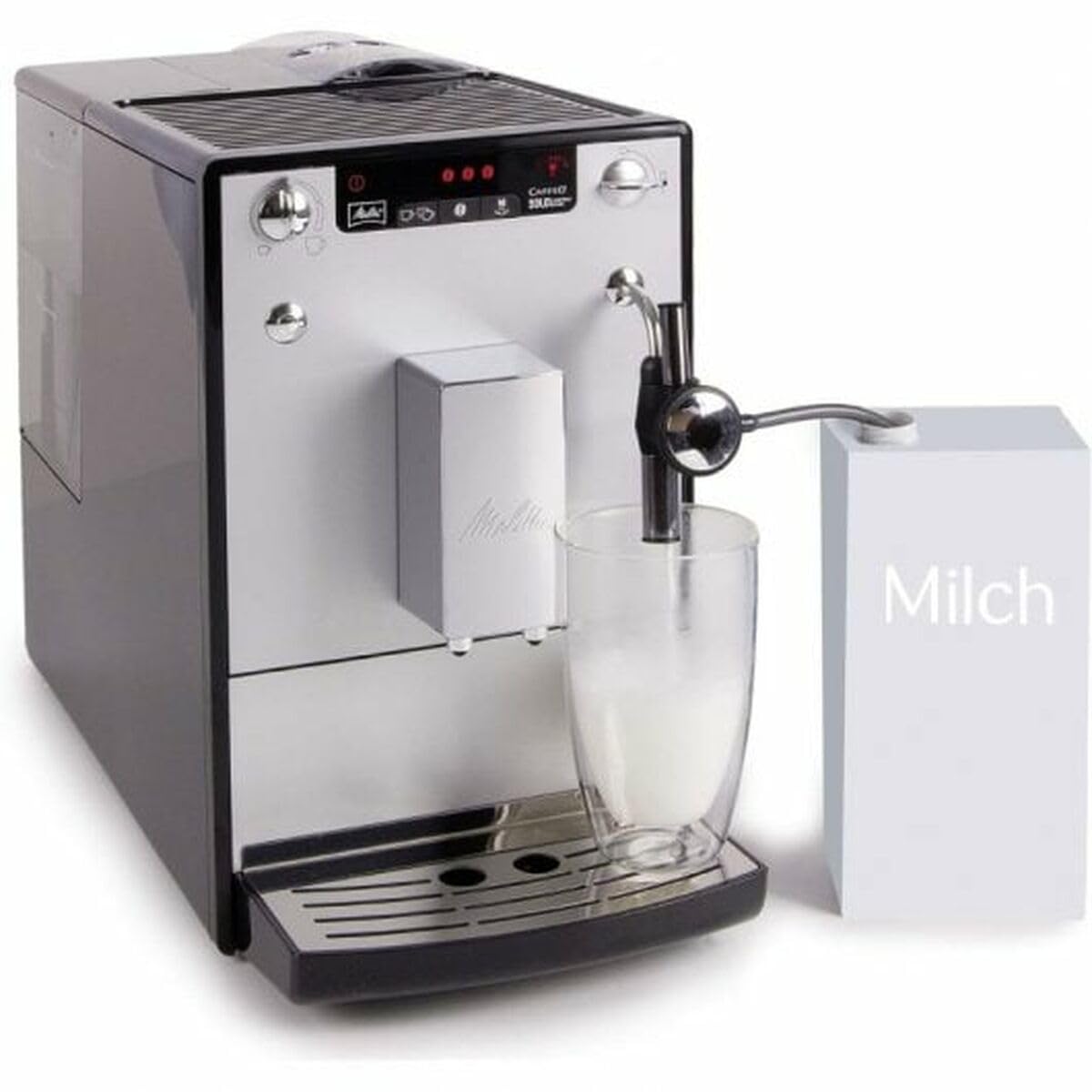 Melitta Solo & Perfect Milk – Kaffeevollautomat mit Milchsystem, Cappuccino Maschine für z. B. Kaffee oder Cappuccino, silber