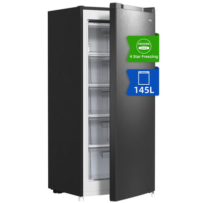 CHiQ Gefrierschrank FSD160D4E | Wechselbarer Türanschlag | Sehr Leise 41 DB (145L Manuelle Abtauung)| 12 Jahre Garantie auf den Kompressor*| 126 x 54 x 55 cm (HxBxT)