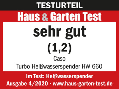 CASO HW 660 Heißwasserspender - heißes Wasser in wenigen Sekunden, spart bis zu 50% Energie gegenüber Wasserkochern, 8 Mengenausgaben, für Babynahrung geeignet, Integrierte Entkalkungserinnerung