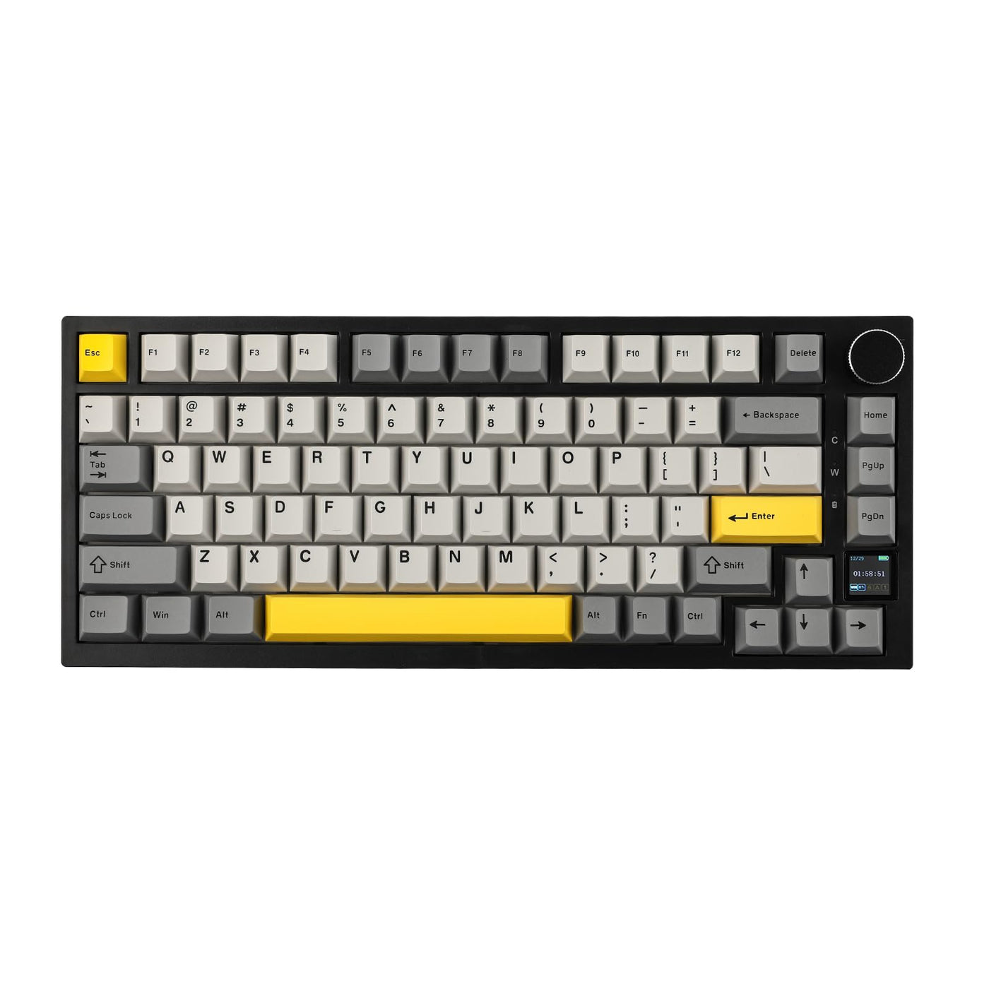 EPOMAKER Ajazz AK820 Pro Gasket Mechanische Tastatur mit Kabel/Bluetooth/kabellos, TFT Bildschirm, beleuchtet RGB, Schalldümpfende Foam für Win/Mac/PC (Grey, Ajazz Flying Fish Switch)