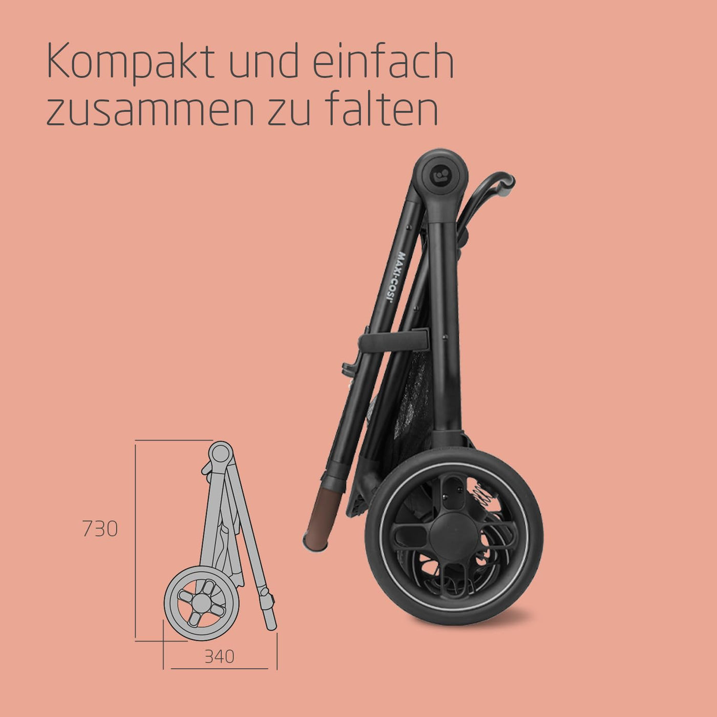 Maxi-Cosi Zelia S Trio Kinderwagen 3 in 1 Komplettset, 0-4 Jahre, bis 22 kg, Zusammenklappbar, Kompakt, Verstellbarer Baby Kinderwagen, mit CabrioFix S i-Size Babyschale, Zubehör, Wickeltasche, Grau