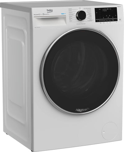 Beko B5WFU58418W bPRO 500 freistehende Waschmaschine, Waschvollautomat, 8 kg, AquaTech, Schleuderwahl, 1400 U/min, Bluetooth, Dampffunktion, Hygiene+ allergikergeeignet, Weiß