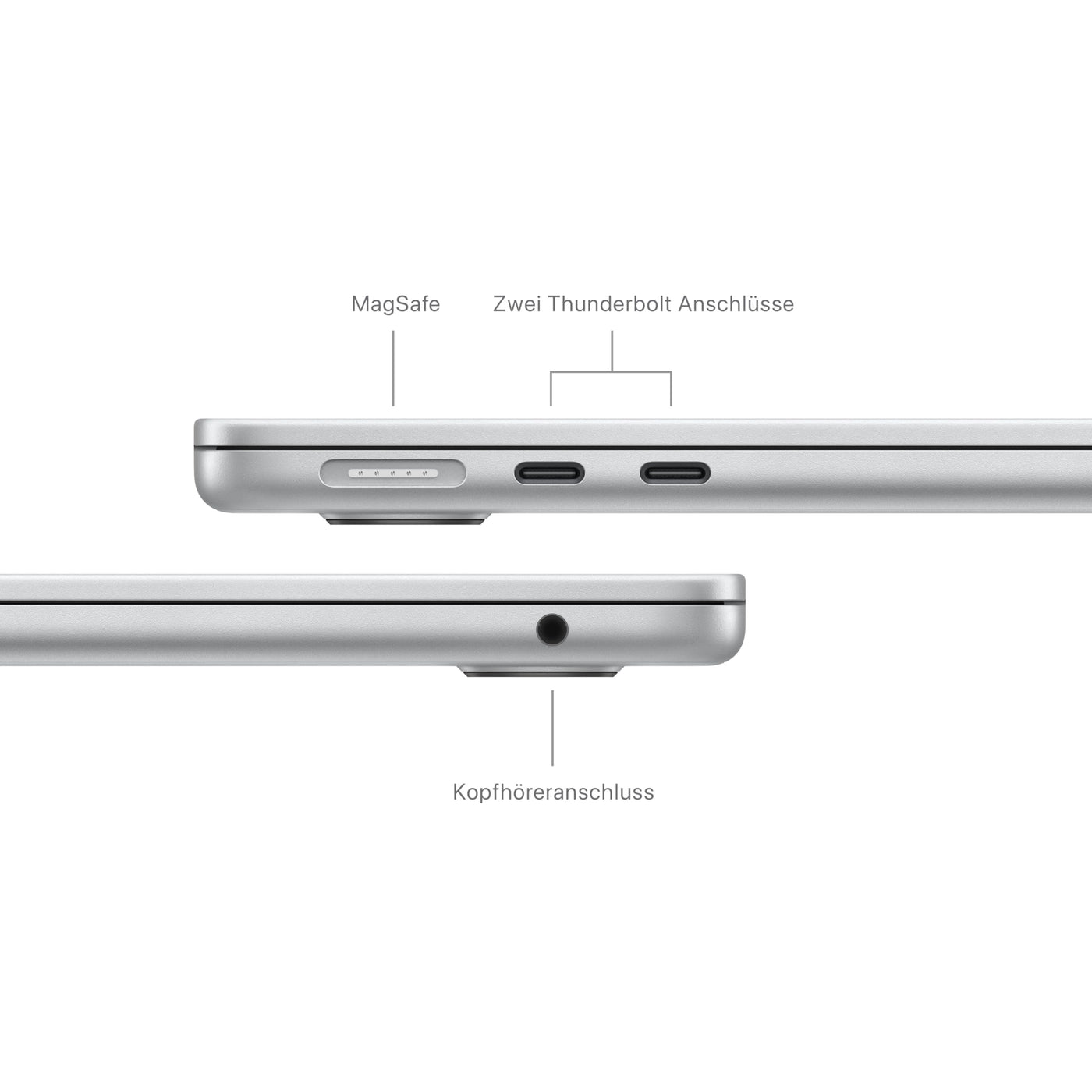 Apple 13" MacBook Air Laptop mit M3 Chip: 13,6" Liquid Retina Display, 16 GB gemeinsamer Arbeitsspeicher, 256 GB SSD Speicher, beleuchtete Tastatur, 1080p FaceTime HD Kamera, Silber