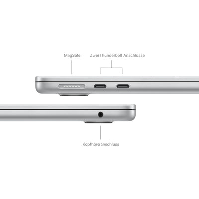 Apple 13" MacBook Air Laptop mit M3 Chip: 13,6" Liquid Retina Display, 16 GB gemeinsamer Arbeitsspeicher, 256 GB SSD Speicher, beleuchtete Tastatur, 1080p FaceTime HD Kamera, Silber