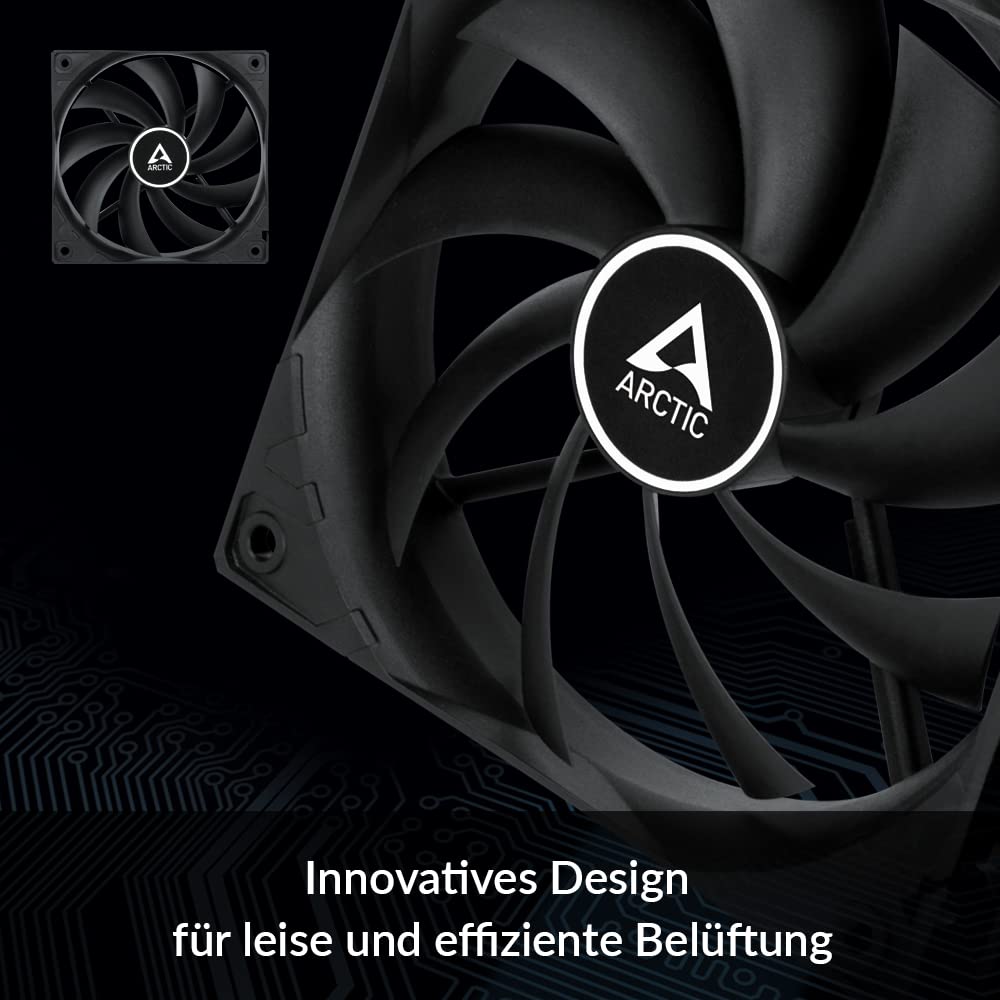 ARCTIC F12 - PC Lüfter, 120 mm Standard Gehäuselüfter, leiser Lüfter, Case Fan mit Standardgehäuse, Push- oder Pull Konfiguration möglich, 1350 RPM - Schwarz