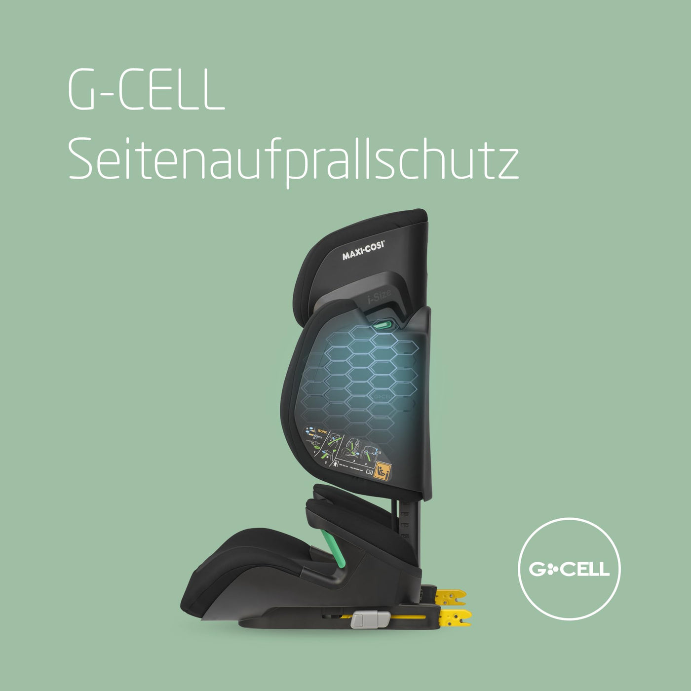 Maxi-Cosi RodiFix M i-Size, Kindersitz mit hohem Rücken, 3,5–12 Jahre, 100–150 cm, ISOFIX-Kindersitz, G-CELL Seitenaufprallschutz, verstellbare Höhe, schnelles und einfaches Anschnallen, Basic Black