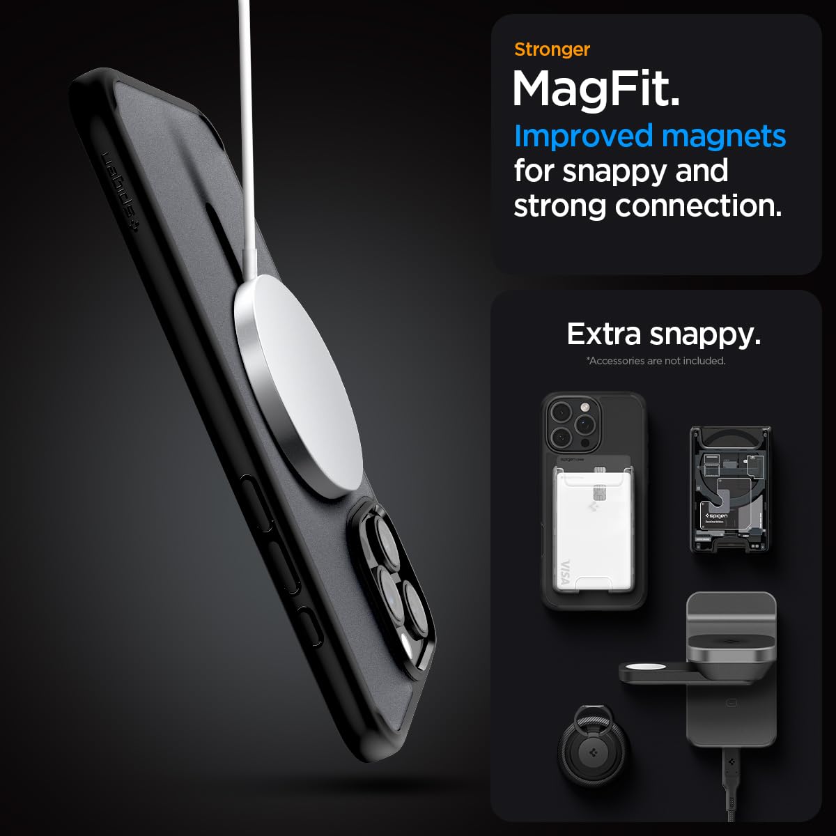 Spigen für iPhone 16 Pro Max Hülle [Verbesserte Magnestärke] Ultra Hybrid MagFit Case Handyhülle Kompatibel mit MagSafe -Frost Black