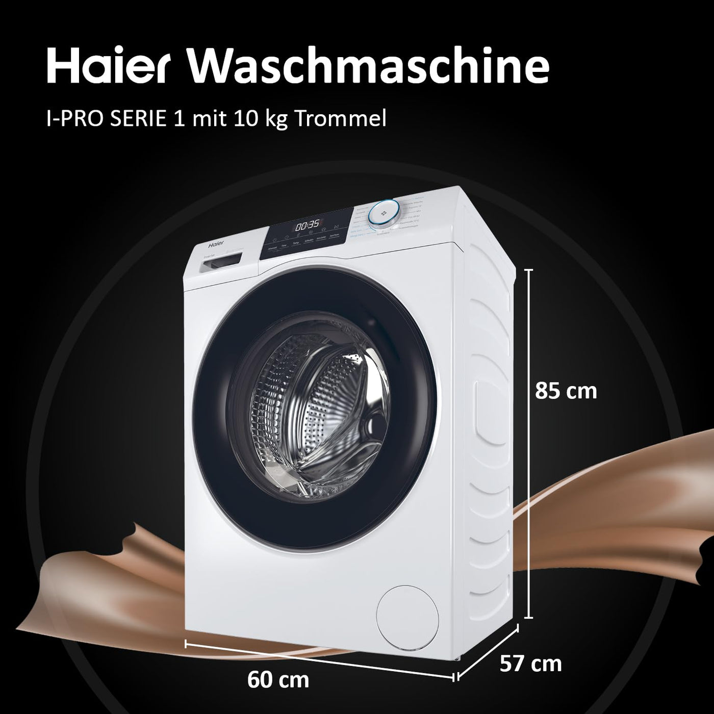 Haier Frontlader Waschmaschine 10kg I I-PRO SERIE 1 HW100-BP14929 I Washing Machine mit A-Effizienz, 1.400 U/Min. & sparsamem Inverter-Motor I Inkl. Refresh- sowie Expressprogramm und Mengenautomatik