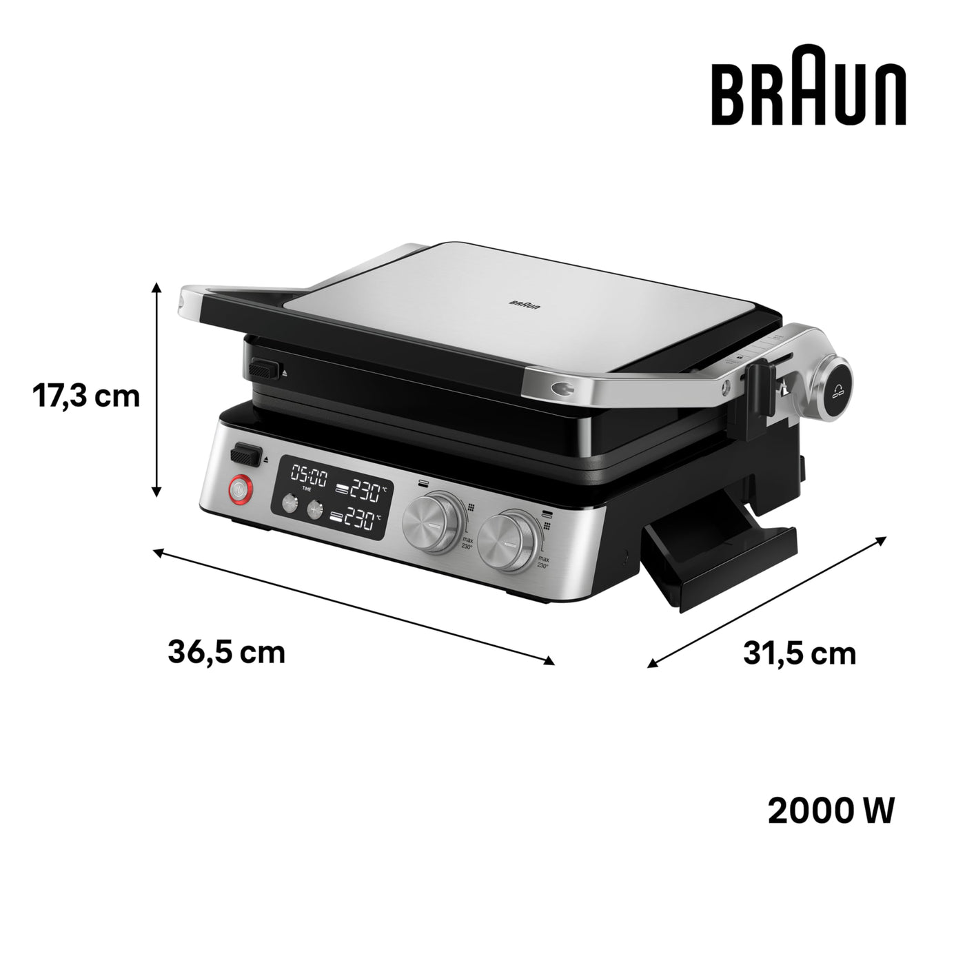 Braun MultiGrill 7 CG7040, 3-in-1 Kontaktgrill, BBQ & Ofen, große Grillfläche (12 Burger), 2000W, 230°, spülmaschinengeeignet (Plancha & Grill), Fettauffangschale, Elektrogrill Indoor