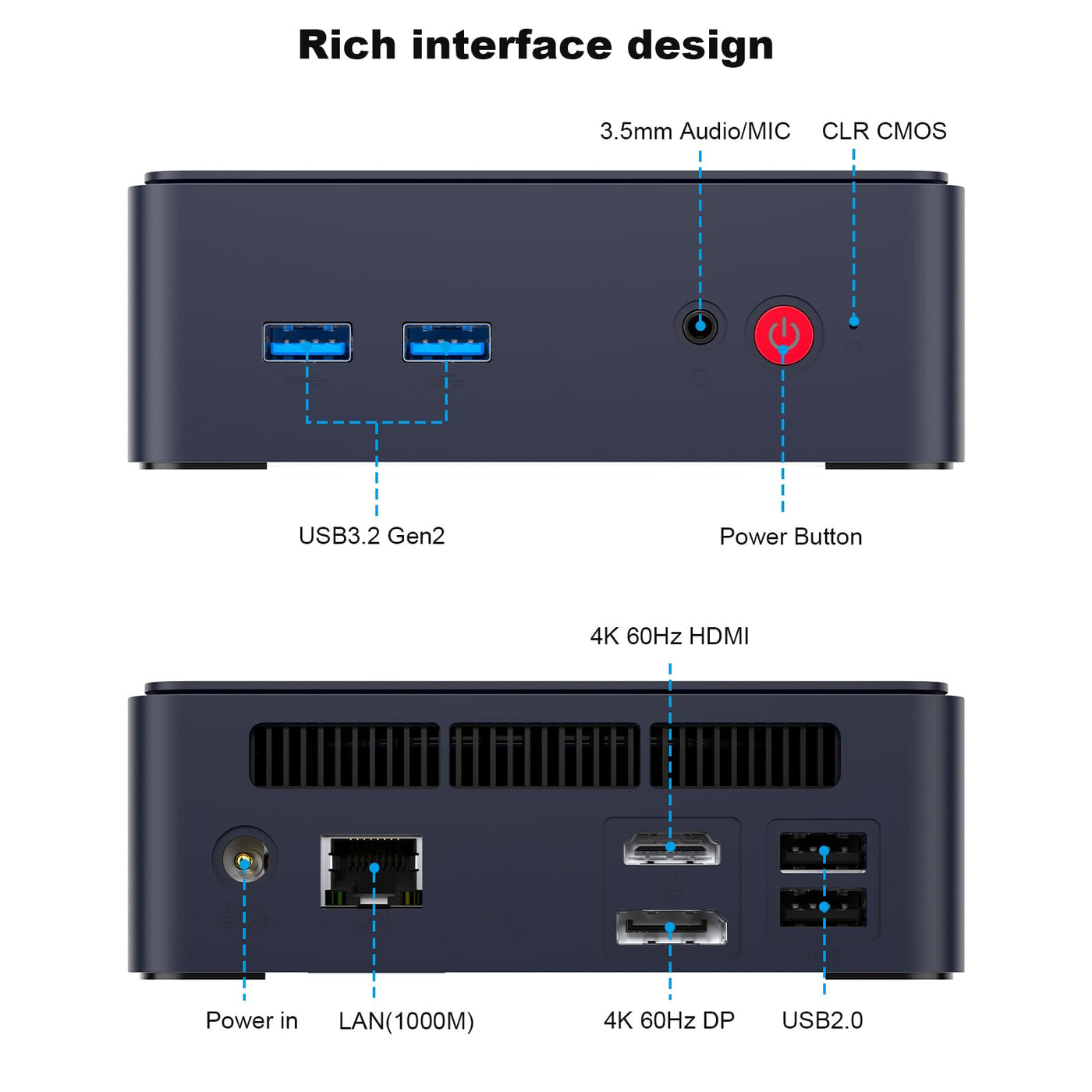 AWOW AK10 Pro Mini PC Intel 12. Gen Alder Lake N100(bis zu 3,4 GHz), 16GB RAM 512GB M.2 SSD Micro Desktop Computer W11 Pro, 4K UHD/WiFi/BT/Gigabit Ethernet Mini-pc für Zuhause/Büro/Schule