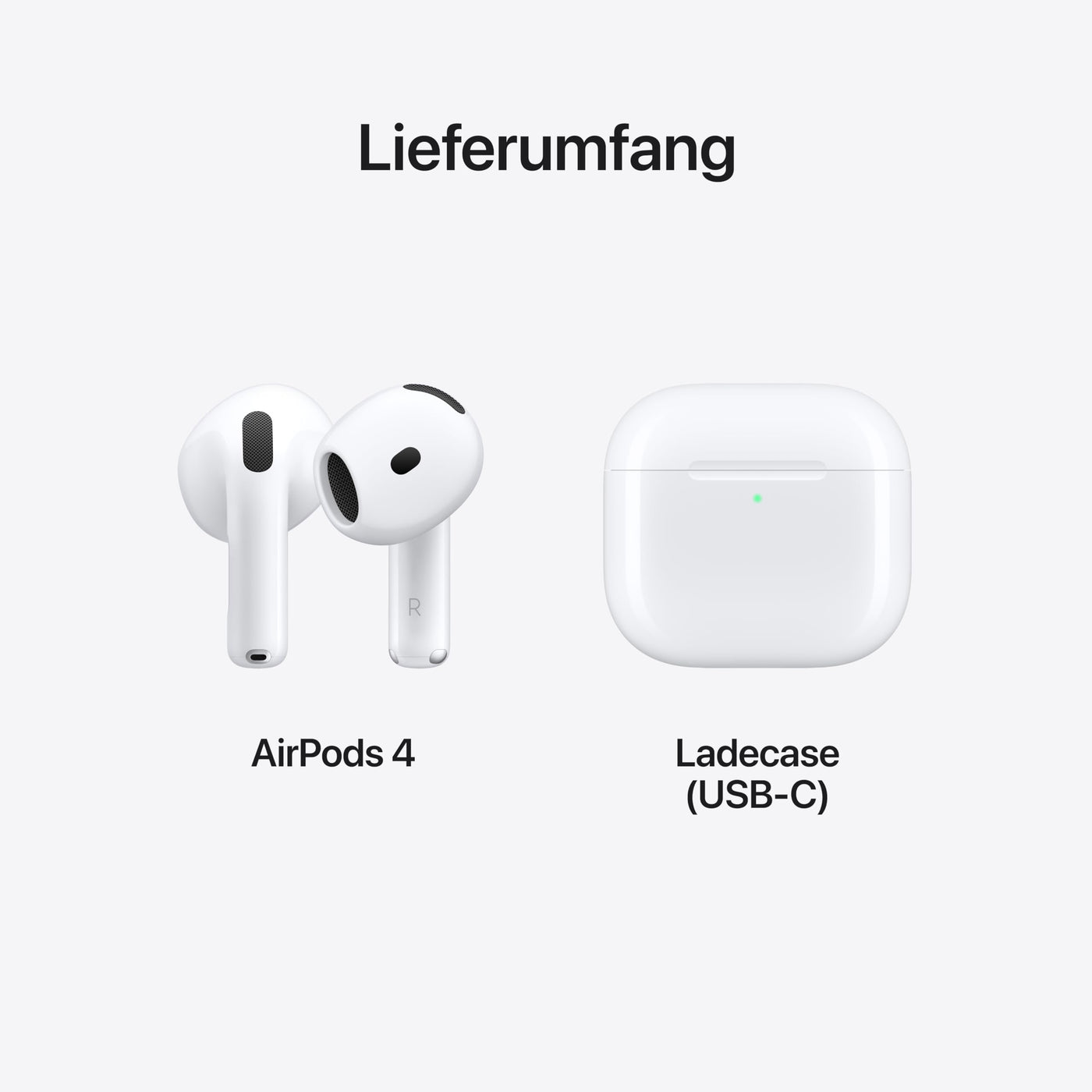 Apple AirPods 4 Kabellose Kopfhörer, Bluetooth Kopfhörer, Personalisiertes 3D Audio, Schutz for Schweiß und Wasser, USB-C Ladecase, H2 Chip, bis zu 24 Std. Wiedergabe