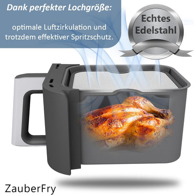 2x ZauberFry Spritzschutz, Effektiver Fettspritzschutz kompatibel mit Ninja Foodi MAX Dual Zone AF400EU & AF451EU Heißluftfritteuse, Zubehör, Schutz für Heizspirale und Ventilator