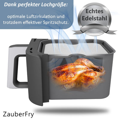 2x ZauberFry Spritzschutz, Effektiver Fettspritzschutz kompatibel mit Ninja Foodi MAX Dual Zone AF400EU & AF451EU Heißluftfritteuse, Zubehör, Schutz für Heizspirale und Ventilator