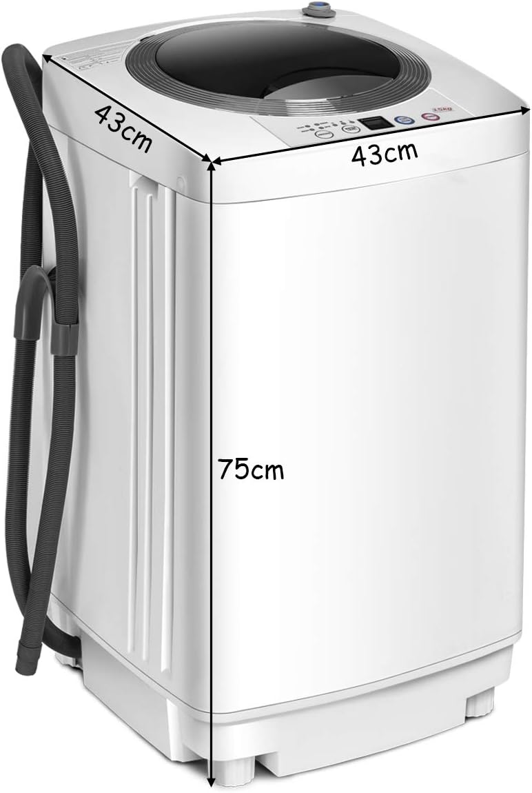 COSTWAY Mini Waschmaschine 3,5KG, Waschvollautomat mit Schleuder, 6 Programme, Toplader Waschmaschine inkl. Pumpe, 240W Waschmaschine klein für Appartement, Wohnmobil & Camping