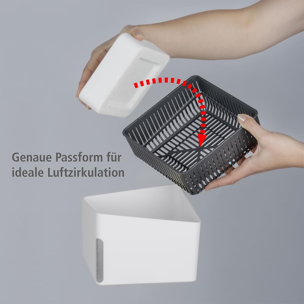 WENKO Raumentfeuchter Mod. Cube, Luftentfeuchter reduziert Schimmel & Gerüche, Auffangschale mit 1 kg Granulatblock nachfüllbar, fasst bis zu 1,6 l Feuchtigkeit, 16,5 x 15,7 x 16,5 cm, Weiß