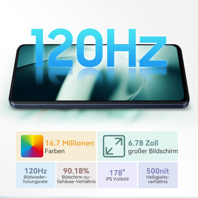 Blackview Shark 8(16GB+256GB) Handy,Helio G99,120Hz 2.4K, 64MP,Android 13 Smartphone ohne vertrag,6.78" FHD+ Display,13MP,5000mAh akku mit 33W,Fingerabdruck/NFC,4G Dual SIM Handys