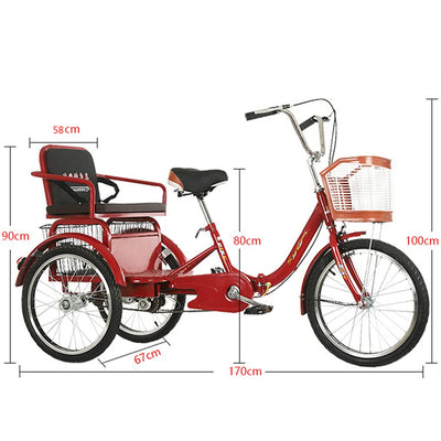 Erwachsene Cruiser Bikes 20 Zoll Trike Bike Großer Einkaufskorb, Faltbare Dreiräder Mit Rücksitz - Für Shopping-Übungen-Erholung,Beige