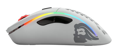 Glorious Gaming Model D Wireless Gaming Mouse – Superleichte 69 g, verzögerungsfreier 2,4-GHz-Funk, bis zu 71 Stunden Akku, RGB-Beleuchtung, BAMF-Sensor, ergonomisch, 6 Tasten – Mattweiß