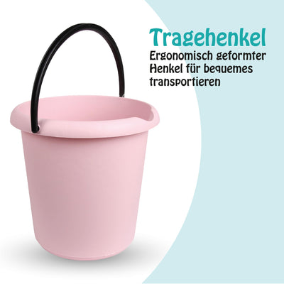 Eimer (1 Stück) Haushaltseimer, 5 Liter, in vers. Farben, Putzeimer aus Stabilem Kunststoff, BPA-frei, Kunststoffeimer Made in EU (Rosa)