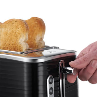 Grille-pain Russell Hobbs [pour 2 tranches] Inspire Black avec structure brillante de haute qualité (fentes de toast extra larges, y compris grille à pain, 6 niveaux de brunissage + fonction décongélation et réchauffage) 24371-56